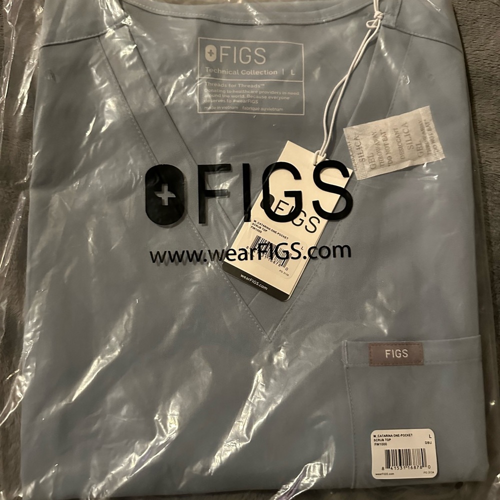 Figs Catarina Scrub Top, Large, Dusty Blue